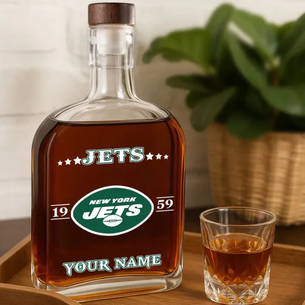 New York Jets NFL Personalized Whiskey Bottle Father's Day, Gift For Dad, Grandpa - Limited Edition SPTWHBL025