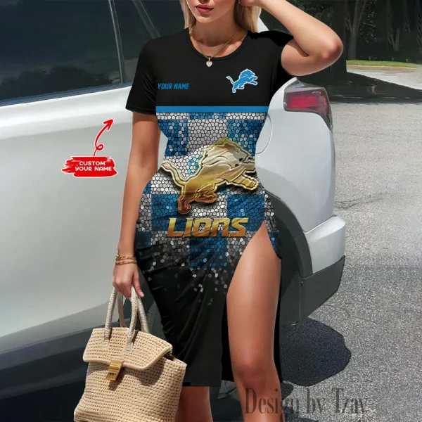 Detroit Lions Women's Slit Bodycon Dress New 2025 S9SBD080