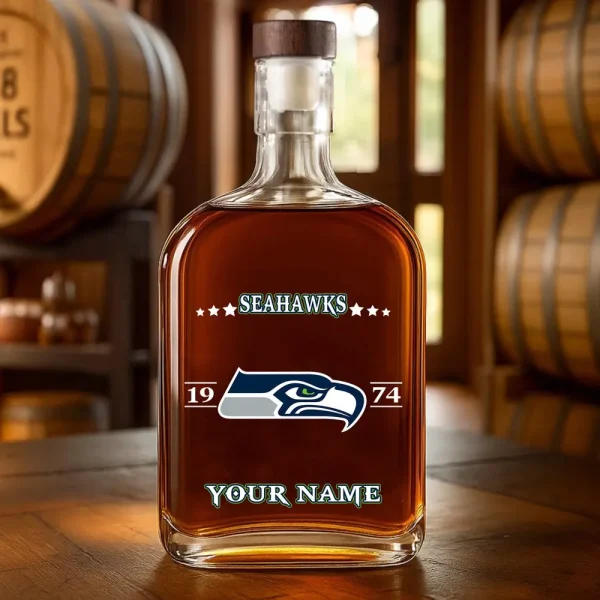 Seattle Seahawks NFL Personalized Whiskey Bottle Father's Day, Gift For Dad, Grandpa - Limited Edition SPTWHBL029 - Image 3