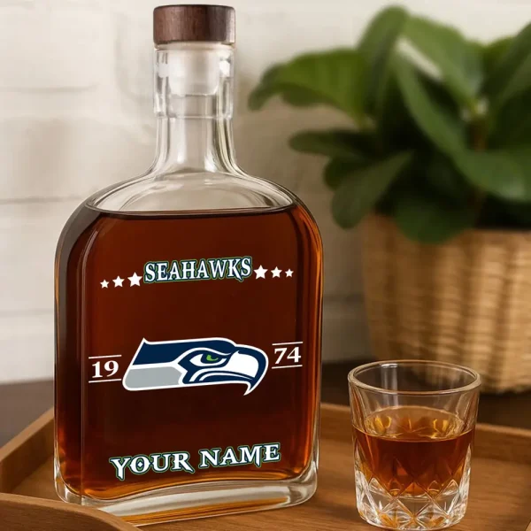 Seattle Seahawks NFL Personalized Whiskey Bottle Father's Day, Gift For Dad, Grandpa - Limited Edition SPTWHBL029