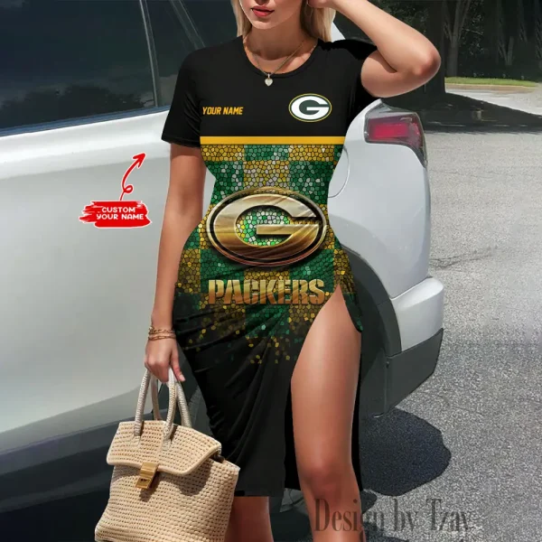 Green Bay Packers Women's Slit Bodycon Dress New 2025 S9SBD081