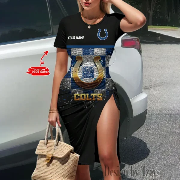 Indianapolis Colts Women's Slit Bodycon Dress New 2025 S9SBD083
