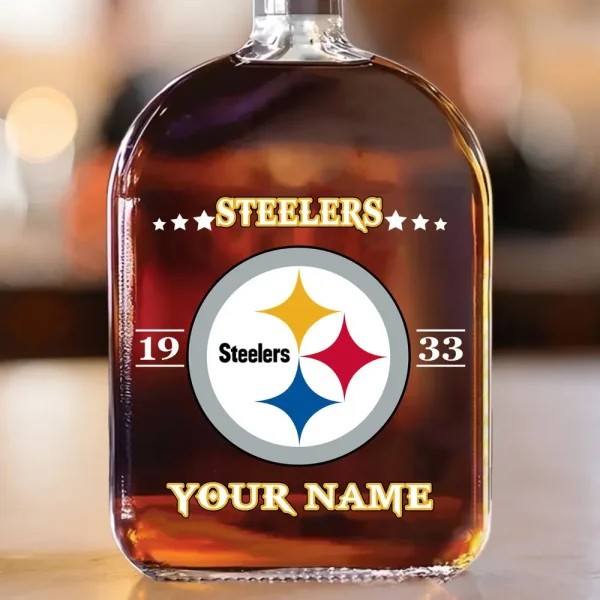 Pittsburgh Steelers NFL Personalized Whiskey Bottle Father's Day, Gift For Dad, Grandpa - Limited Edition SPTWHBL027 - Image 2