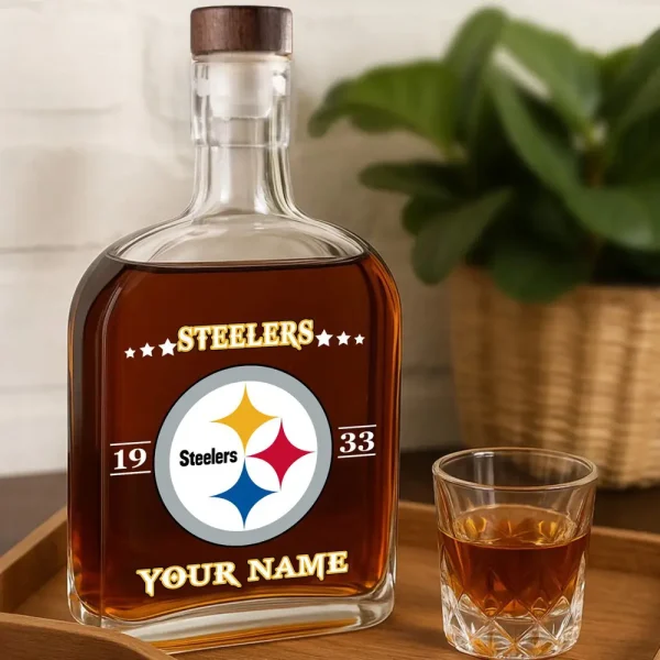 Pittsburgh Steelers NFL Personalized Whiskey Bottle Father's Day, Gift For Dad, Grandpa - Limited Edition SPTWHBL027