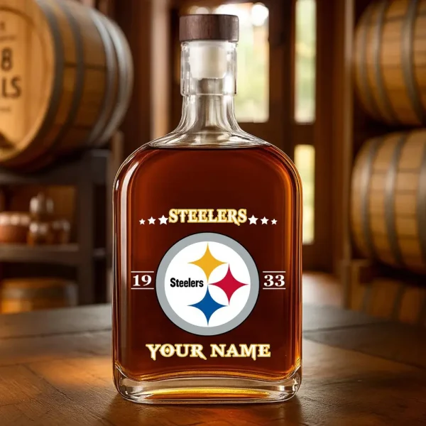 Pittsburgh Steelers NFL Personalized Whiskey Bottle Father's Day, Gift For Dad, Grandpa - Limited Edition SPTWHBL027 - Image 5