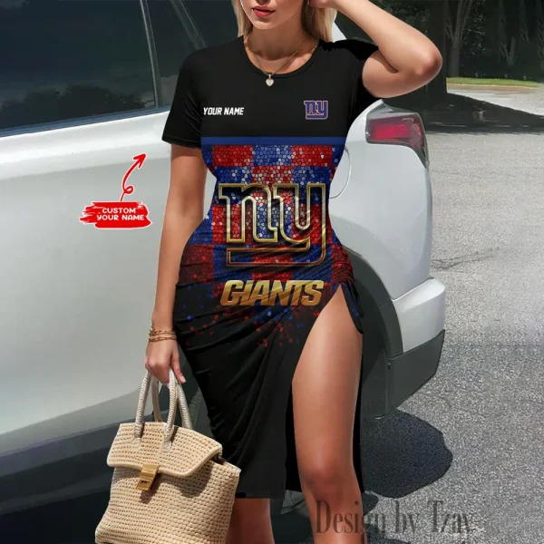 New York Giants Women's Slit Bodycon Dress New 2025 S9SBD093