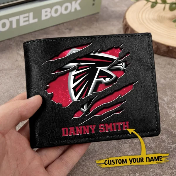 Atlanta Falcons Men Leather Horizontal Wallet For Fans, Gifts For Football Lovers SPTLHTW034