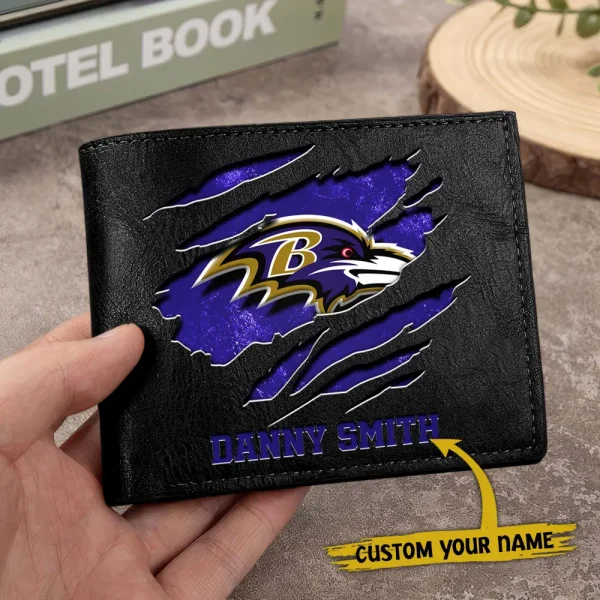 Baltimore Ravens Men Leather Horizontal Wallet For Fans, Gifts For Football Lovers SPTLHTW035
