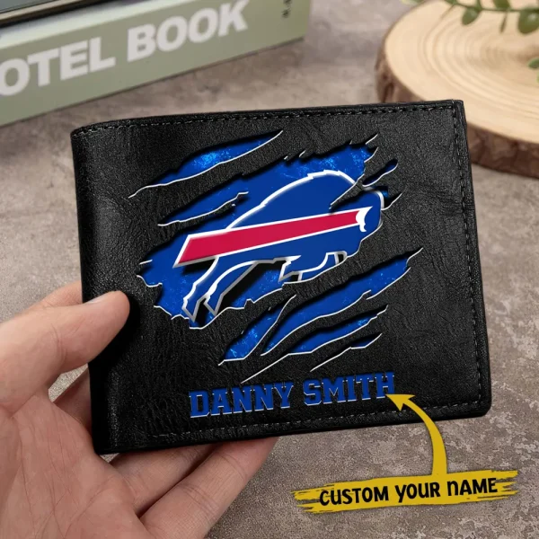 Buffalo Bills Men Leather Horizontal Wallet For Fans, Gifts For Football Lovers SPTLHTW036