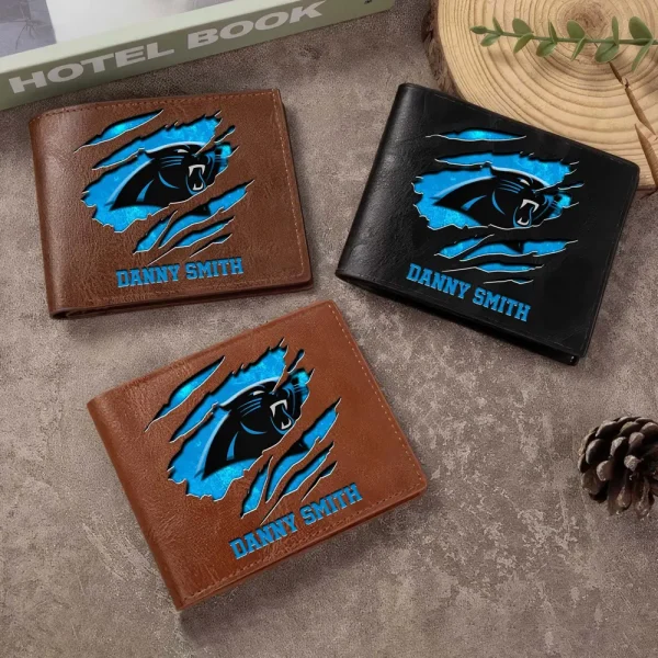 Carolina Panthers Men Leather Horizontal Wallet For Fans, Gifts For Football Lovers SPTLHTW037 - Image 2