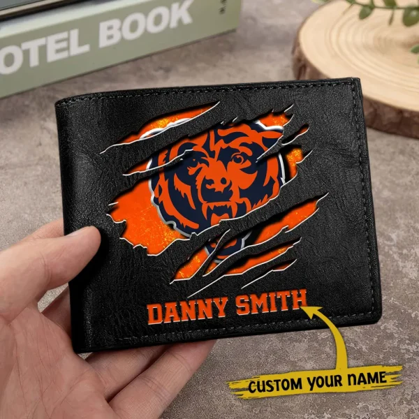 Chicago Bears Men Leather Horizontal Wallet For Fans, Gifts For Football Lovers SPTLHTW038