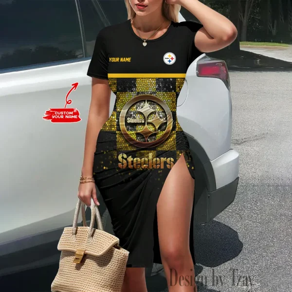 Pittsburgh Steelers Women's Slit Bodycon Dress New 2025 S9SBD095