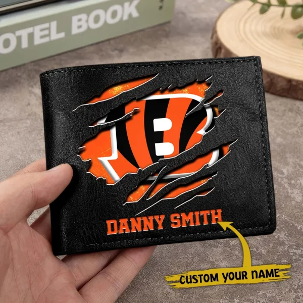 Cincinnati Bengals Men Leather Horizontal Wallet For Fans, Gifts For Football Lovers SPTLHTW039