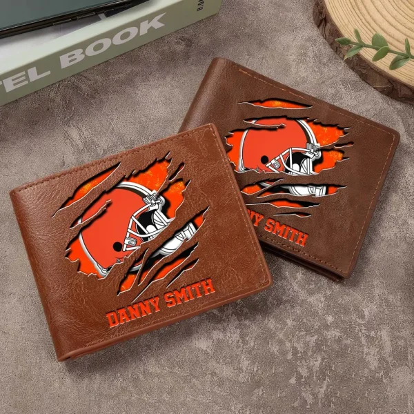 Cleveland Browns Men Leather Horizontal Wallet For Fans, Gifts For Football Lovers SPTLHTW040 - Image 3
