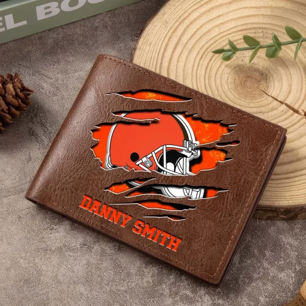 Cleveland Browns Men Leather Horizontal Wallet For Fans, Gifts For Football Lovers SPTLHTW040 - Image 4