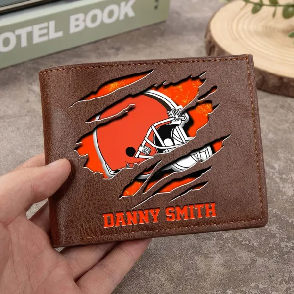 Cleveland Browns Men Leather Horizontal Wallet For Fans, Gifts For Football Lovers SPTLHTW040 - Image 8