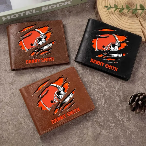 Cleveland Browns Men Leather Horizontal Wallet For Fans, Gifts For Football Lovers SPTLHTW040 - Image 2