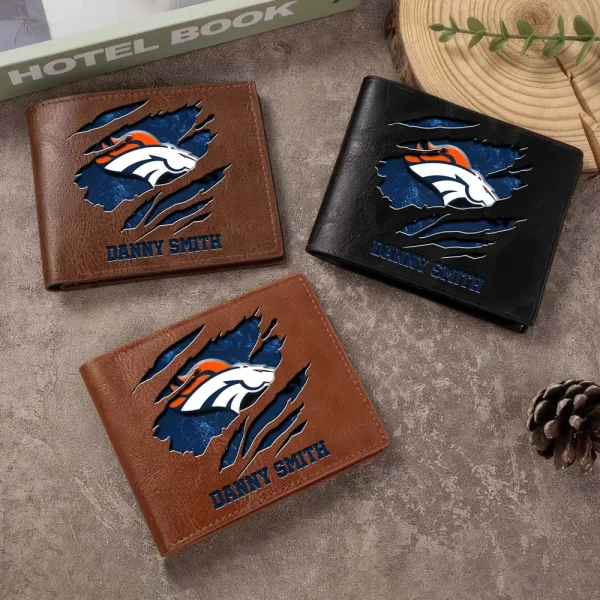 Denver Broncos Men Leather Horizontal Wallet For Fans, Gifts For Football Lovers SPTLHTW042 - Image 2