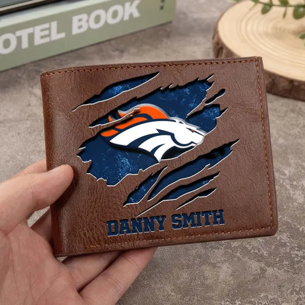 Denver Broncos Men Leather Horizontal Wallet For Fans, Gifts For Football Lovers SPTLHTW042 - Image 3