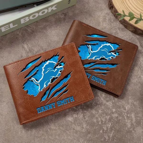 Detroit Lions Men Leather Horizontal Wallet For Fans, Gifts For Football Lovers SPTLHTW043 - Image 4