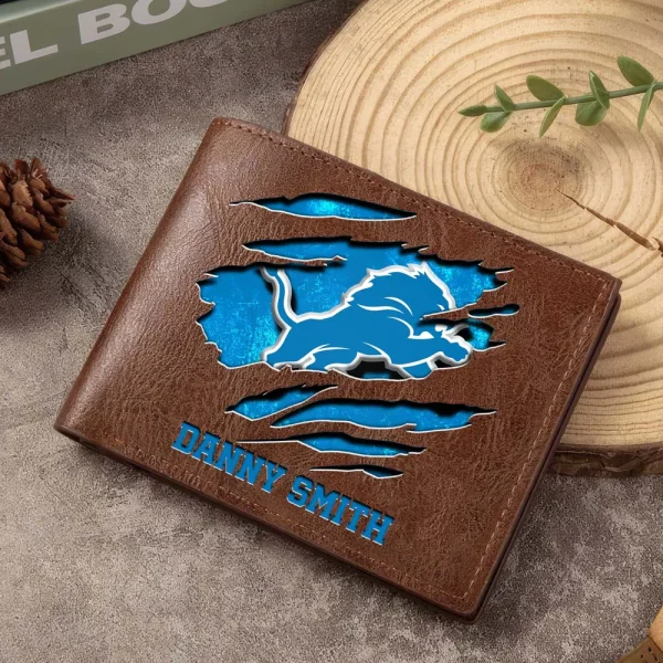 Detroit Lions Men Leather Horizontal Wallet For Fans, Gifts For Football Lovers SPTLHTW043 - Image 5
