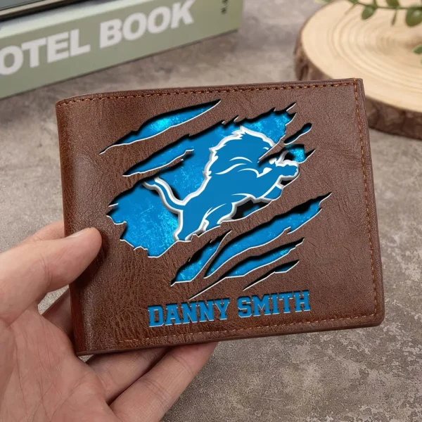 Detroit Lions Men Leather Horizontal Wallet For Fans, Gifts For Football Lovers SPTLHTW043 - Image 9