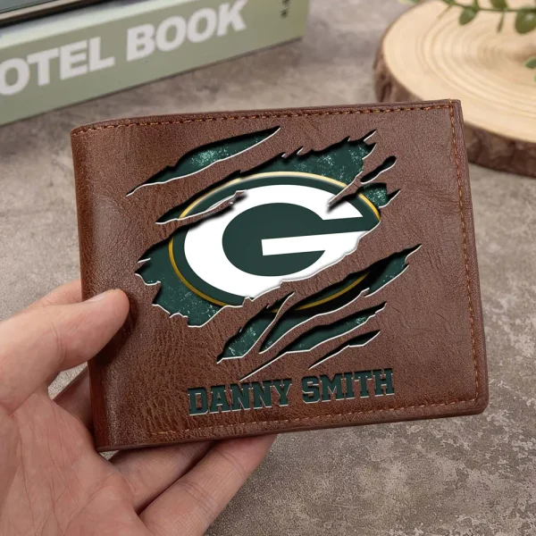 Green Bay Packers Men Leather Horizontal Wallet For Fans, Gifts For Football Lovers SPTLHTW044 - Image 3