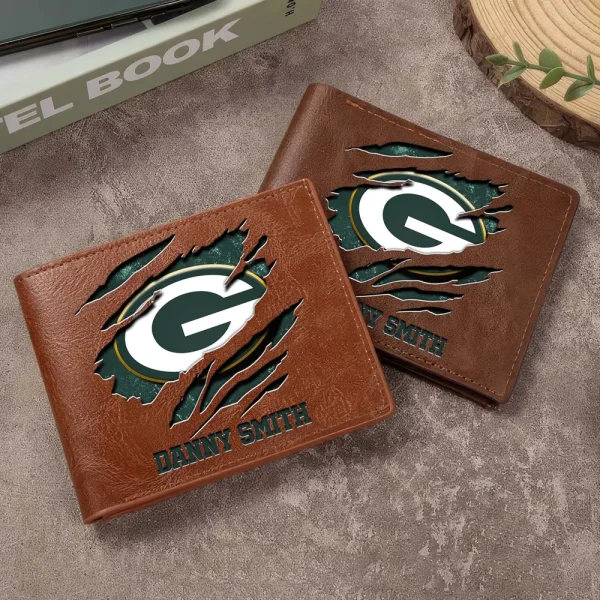 Green Bay Packers Men Leather Horizontal Wallet For Fans, Gifts For Football Lovers SPTLHTW044 - Image 4