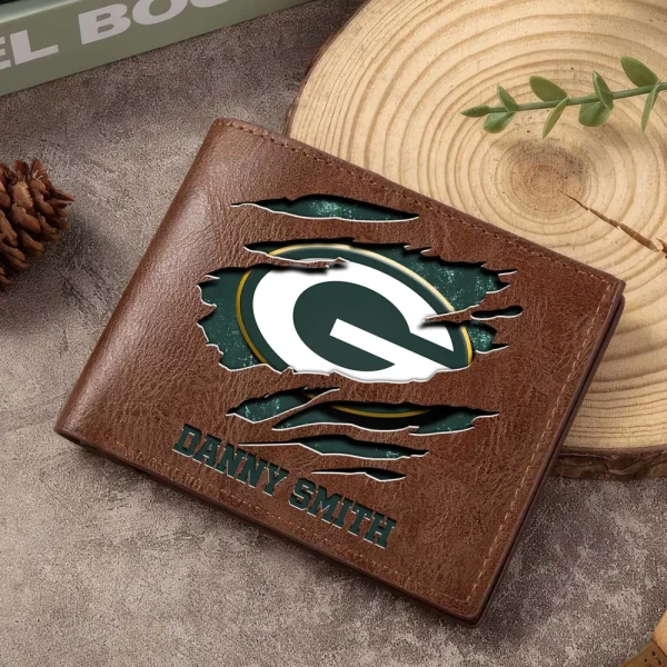 Green Bay Packers Men Leather Horizontal Wallet For Fans, Gifts For Football Lovers SPTLHTW044 - Image 5