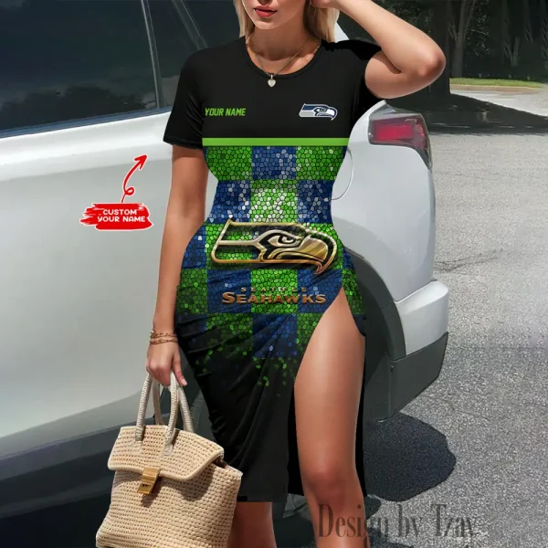 Seattle Seahawks Women's Slit Bodycon Dress New 2025 S9SBD097