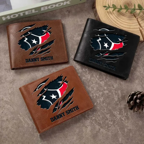 Houston Texans Men Leather Horizontal Wallet For Fans, Gifts For Football Lovers SPTLHTW045 - Image 2