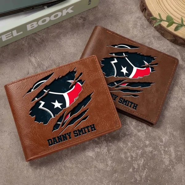 Houston Texans Men Leather Horizontal Wallet For Fans, Gifts For Football Lovers SPTLHTW045 - Image 3