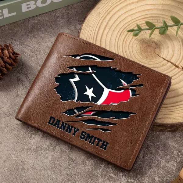Houston Texans Men Leather Horizontal Wallet For Fans, Gifts For Football Lovers SPTLHTW045 - Image 4