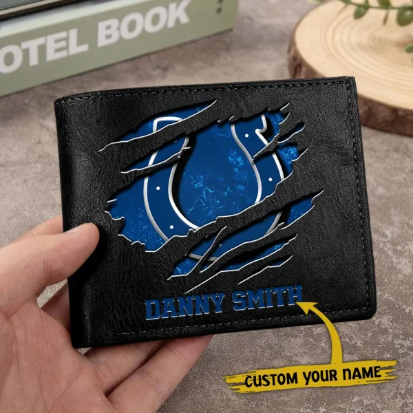 Indianapolis Colts Men Leather Horizontal Wallet For Fans, Gifts For Football Lovers SPTLHTW046