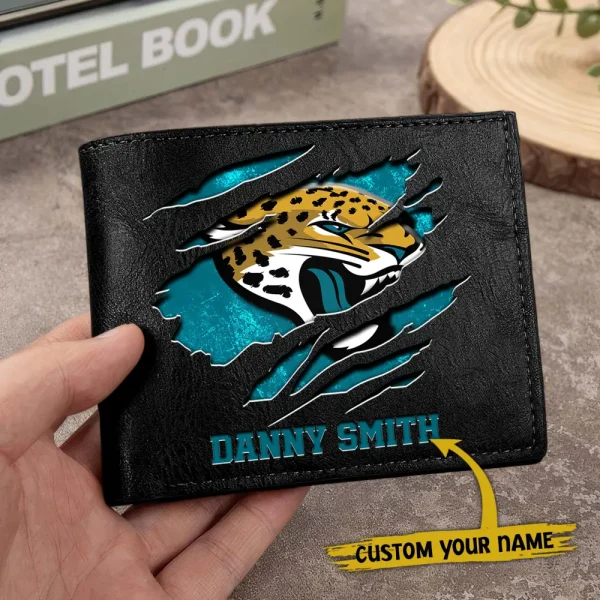Jacksonville Jaguars Men Leather Horizontal Wallet For Fans, Gifts For Football Lovers SPTLHTW047