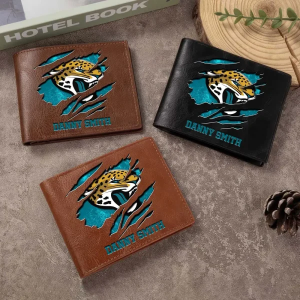 Jacksonville Jaguars Men Leather Horizontal Wallet For Fans, Gifts For Football Lovers SPTLHTW047 - Image 2