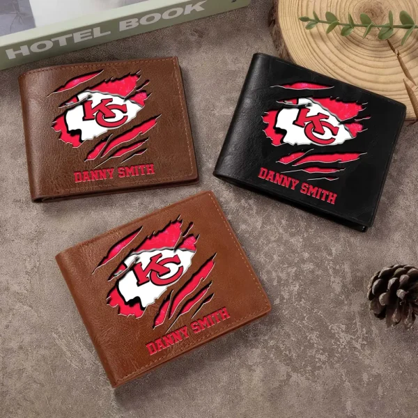 Kansas City Chiefs Men Leather Horizontal Wallet For Fans, Gifts For Football Lovers SPTLHTW048 - Image 2