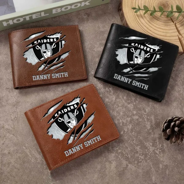 Las Vegas Raiders Men Leather Horizontal Wallet For Fans, Gifts For Football Lovers SPTLHTW049 - Image 2