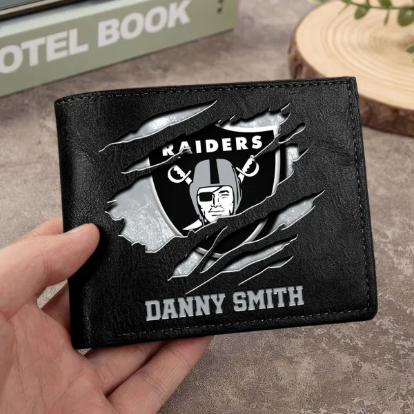 Las Vegas Raiders Men Leather Horizontal Wallet For Fans, Gifts For Football Lovers SPTLHTW049 - Image 9
