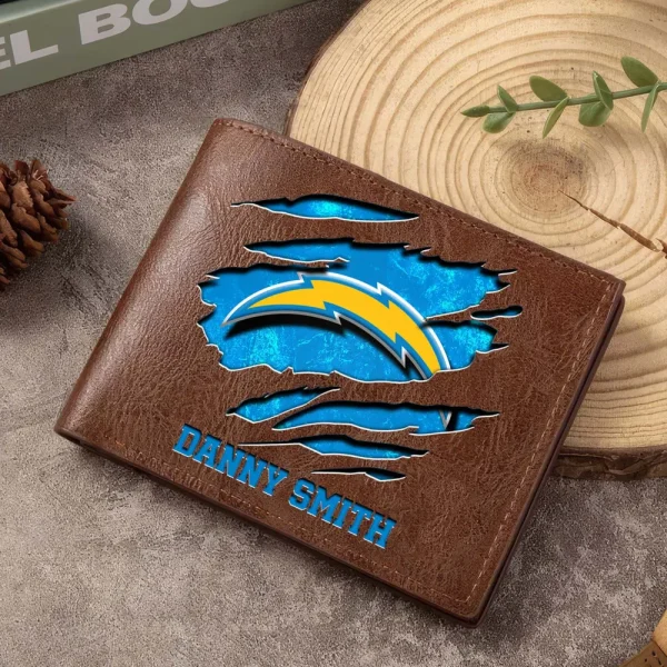 Los Angeles Chargers Men Leather Horizontal Wallet For Fans, Gifts For Football Lovers SPTLHTW050 - Image 3