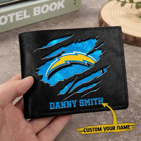 Los Angeles Chargers Men Leather Horizontal Wallet For Fans, Gifts For Football Lovers SPTLHTW050