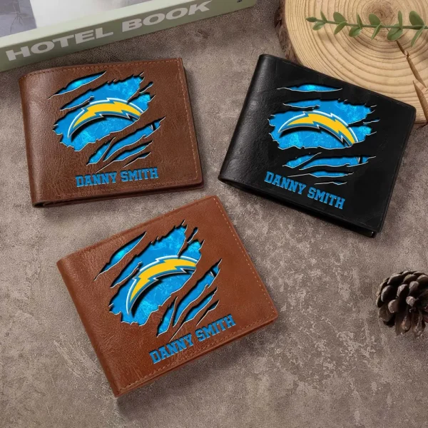 Los Angeles Chargers Men Leather Horizontal Wallet For Fans, Gifts For Football Lovers SPTLHTW050 - Image 2