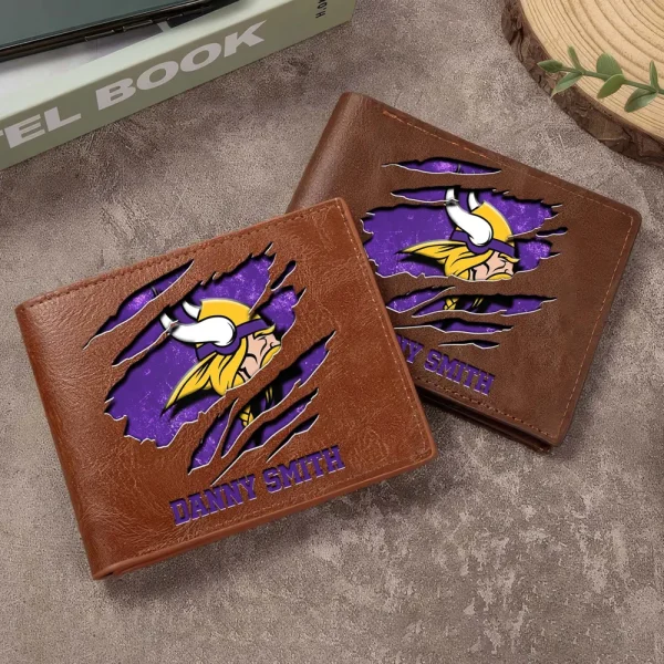 Minnesota Vikings Men Leather Horizontal Wallet For Fans, Gifts For Football Lovers SPTLHTW053 - Image 6