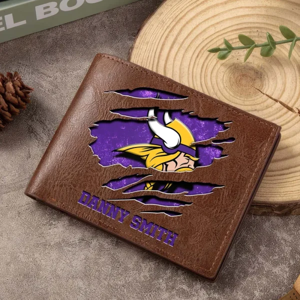 Minnesota Vikings Men Leather Horizontal Wallet For Fans, Gifts For Football Lovers SPTLHTW053 - Image 7