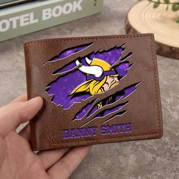 Minnesota Vikings Men Leather Horizontal Wallet For Fans, Gifts For Football Lovers SPTLHTW053 - Image 2
