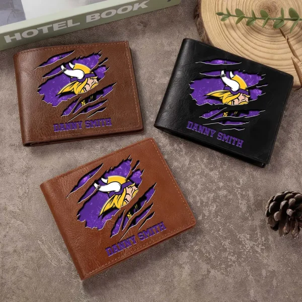 Minnesota Vikings Men Leather Horizontal Wallet For Fans, Gifts For Football Lovers SPTLHTW053 - Image 8