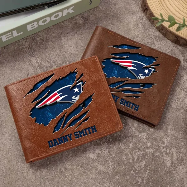 New England Patriots Men Leather Horizontal Wallet For Fans, Gifts For Football Lovers SPTLHTW054 - Image 2