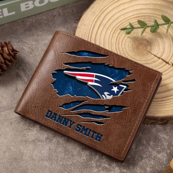 New England Patriots Men Leather Horizontal Wallet For Fans, Gifts For Football Lovers SPTLHTW054 - Image 3