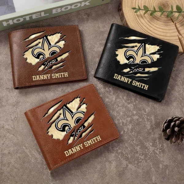 New Orleans Saints Men Leather Horizontal Wallet For Fans, Gifts For Football Lovers SPTLHTW055 - Image 2
