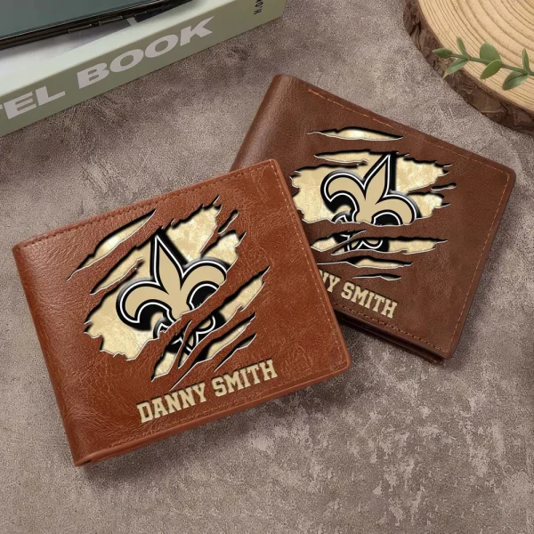 New Orleans Saints Men Leather Horizontal Wallet For Fans, Gifts For Football Lovers SPTLHTW055 - Image 3